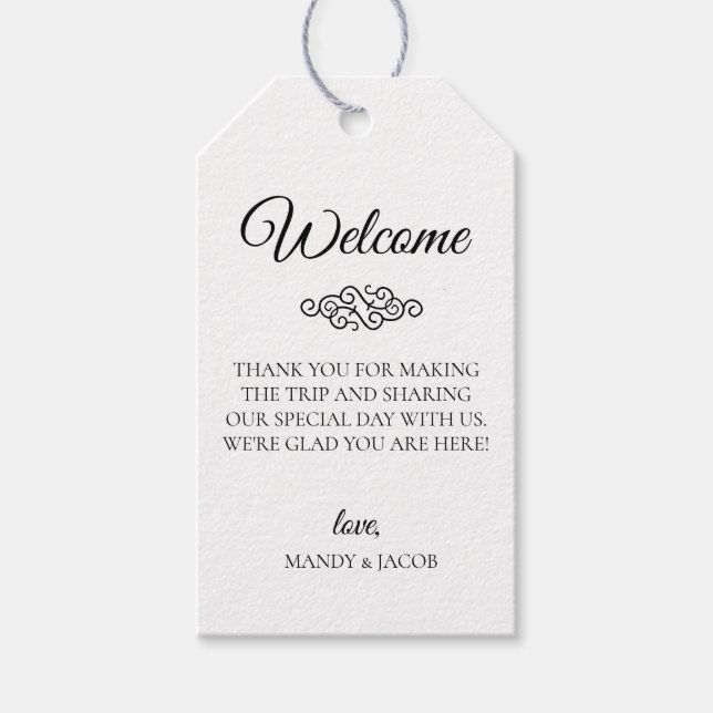 Etiqueta Para Presente Deco Flourish Wedding Bag de Boas-Vindas (Frente)