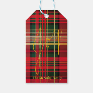 Etiqueta Para Presente Decoração Clássica da Caligrafia de Tartan 'Joy' X