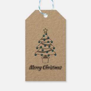 Etiqueta Para Presente Decorações Azuis da Árvore de Natal Branco - Fe