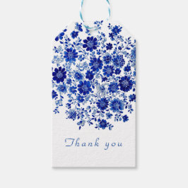 Etiqueta Para Presente Deep Indigo watercolor Floral Thank You