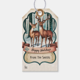 Etiqueta Para Presente Deer Happy Holidays