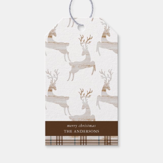 Etiqueta Para Presente Deer Rustic Wood (Frente)