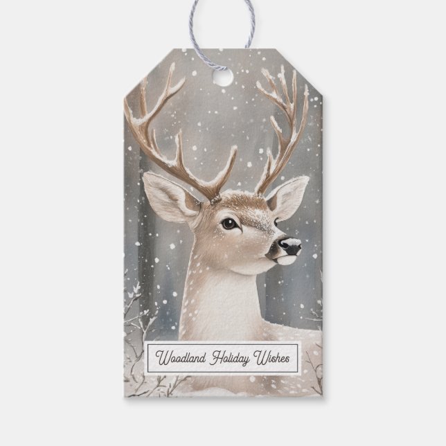Etiqueta Para Presente Deer Winter Snow Christmas (Frente)
