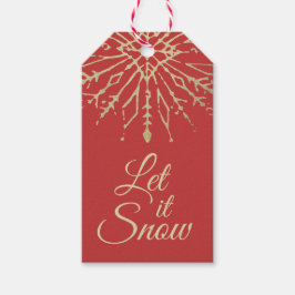 Etiqueta Para Presente Deixe-o nevar ・ Feriado de inverno Dourado Shabby 