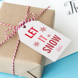 Etiqueta Para Presente Deixe-o nevar no Natal Vermelho