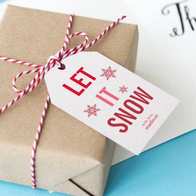 Etiqueta Para Presente Deixe-o nevar no Natal Vermelho (Criador carregado)