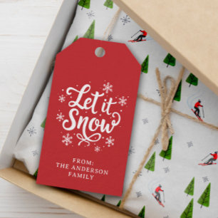 Etiqueta Para Presente Deixe-o nevar vermelho personalizado
