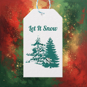 Etiqueta Para Presente Deixem-na nevar Aquarela inverno Madeira de Natal