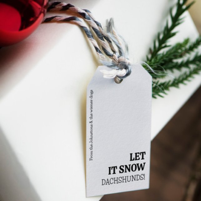 Etiqueta Para Presente Deixem-No Nadar. Natal personalizado (Dachshund Christmas Gift Tag - Modern Minimalist )