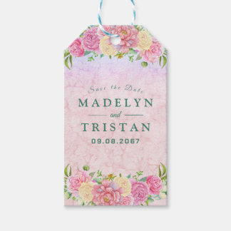 Etiqueta Para Presente Delicado Floral Aquarela Verde e Rosa Chic