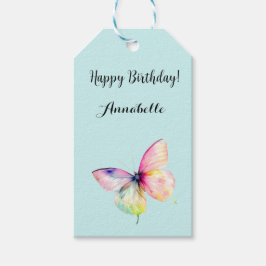 Etiqueta Para Presente Delicar borboleta rosa nas cores do cotovelo paste