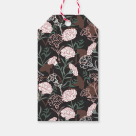 Etiqueta Para Presente Delicar Cravos Rosa com Folhas Verdes Florais