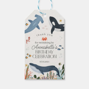Etiqueta Para Presente Demonstrações de Festa de Aniversário do Oceano Su