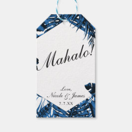 Etiqueta Para Presente Denim Azul Médio Folhas de Palma Tropical Casament