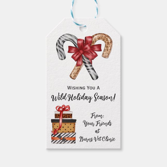 Etiqueta Para Presente Desejando-lhe Férias Selvagens, Guepardo, impressã (Frente)