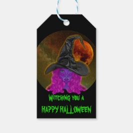 Etiqueta Para Presente Desejando um Feliz Halloween Festa de Bruxa