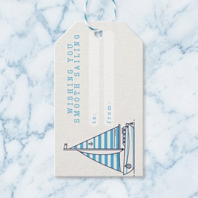 Etiqueta Para Presente Desejando uma Viagem Tranquila (Set sail for happy birthdays.)