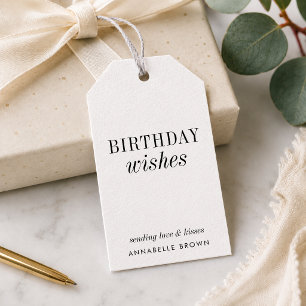 Etiqueta Para Presente Desejos de Aniversário Simples Minimalista Preto e