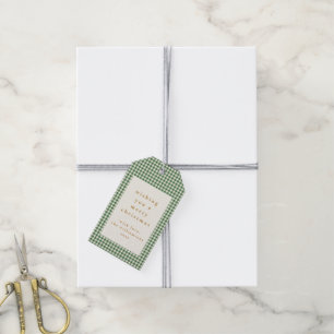Etiqueta Para Presente Desejos de Natal Personalizados Xadrez Verde Fofo