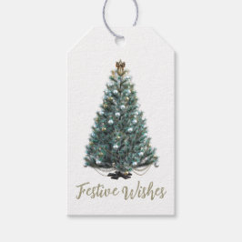 Etiqueta Para Presente Desejos Festivos. Árvore de Natal