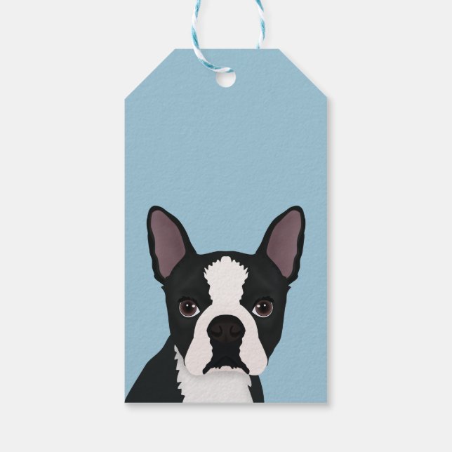 Etiqueta Para Presente desenho animado boston terrier (Verso)