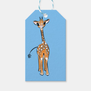 Etiqueta Para Presente Desenho de girafa fofa, animais de safári 