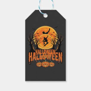 Etiqueta Para Presente Desenho de Lua de Skateboard de Halloween
