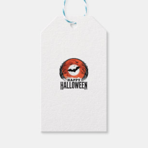 Etiqueta Para Presente Desenho de Morcego da Lua de Halloween Vintage_1