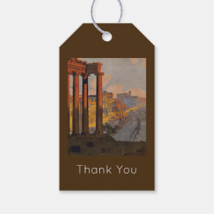 Etiqueta Para Presente Desenho de Viagem Vintage com o Fórum Romano à Vis