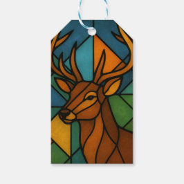 Etiqueta Para Presente Desenho de Vidro Pintado Estilo Tiffany de Cervo A