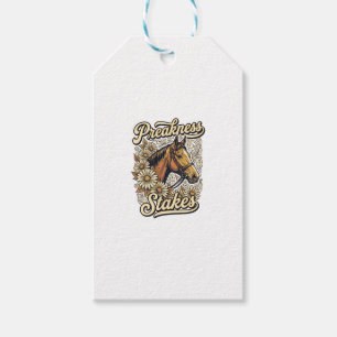 Etiqueta Para Presente Desenho Floral de Corrida de Cavalos Antigos do Pr