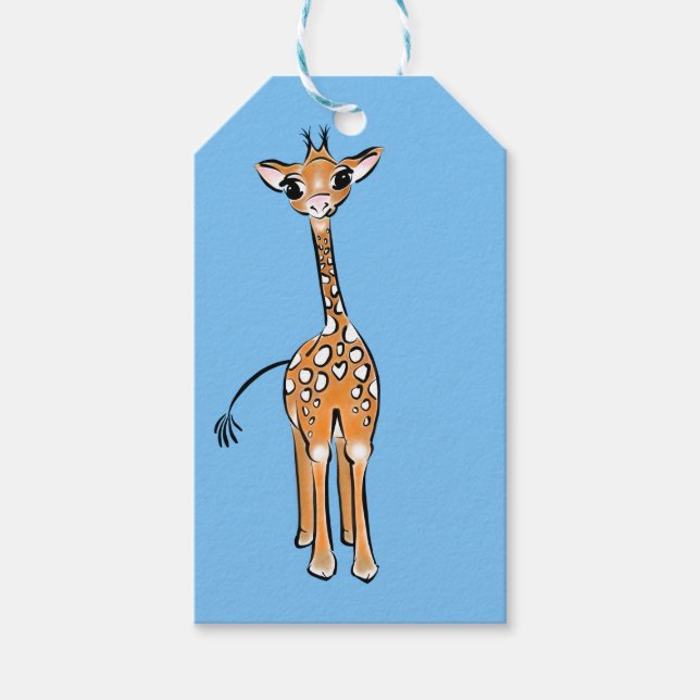 Etiqueta Para Presente Desenho girafa bonito, animais safari (Frente)