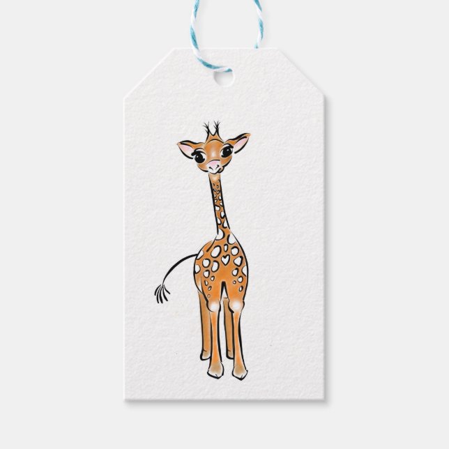 Etiqueta Para Presente Desenho girafa bonito, animais safari (Frente)