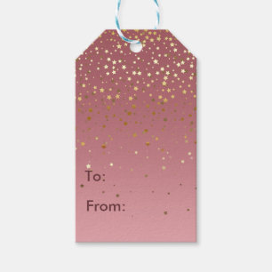 Etiqueta Para Presente Desenho Marsala Rose Gold Com Estrelas Douradas