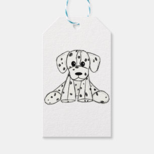 Etiqueta Para Presente Desenho simples de um cão dalmata de pelúcia em pr