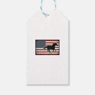 Etiqueta Para Presente Desenho Vetorial de Cavalo com Bandeira Americana