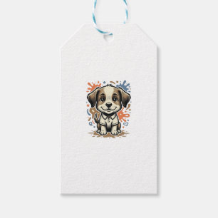 Etiqueta Para Presente Desenho Vetorial de Gravação de Cachorrinho Fofo S