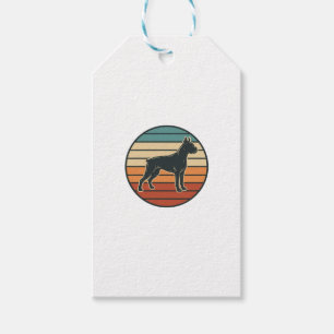 Etiqueta Para Presente Desenho Vetorial de Xilogravura de Cachorro Boxer