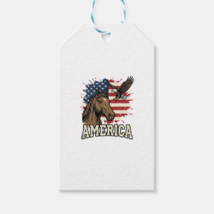 Etiqueta Para Presente Desenho Vetorial Patriótico Águia Cavalo Vintage A