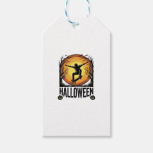 Etiqueta Para Presente Desenho Vetorial Vintage de Skate Moon Halloween_1
