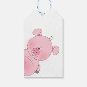 Etiqueta Para Presente Desenhos animados cor-de-rosa alegres do porco