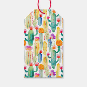 Etiqueta Para Presente Deserto de Arte Cactus Aquarela Colorida Sudoeste