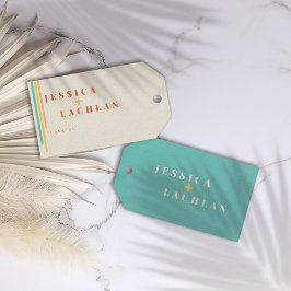 Etiqueta Para Presente Design Chic Retroativo com Casamento de Stripes Co