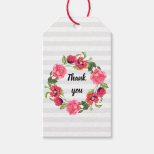 Etiqueta Para Presente Design das flores vermelhas e rosa das aquarelas
