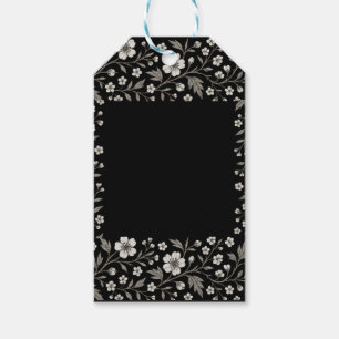 Etiqueta Para Presente Design de Boundary Floral Hawthorn Preto