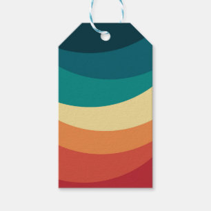 Etiqueta Para Presente Design de curvas coloridas de estilo retrógrado