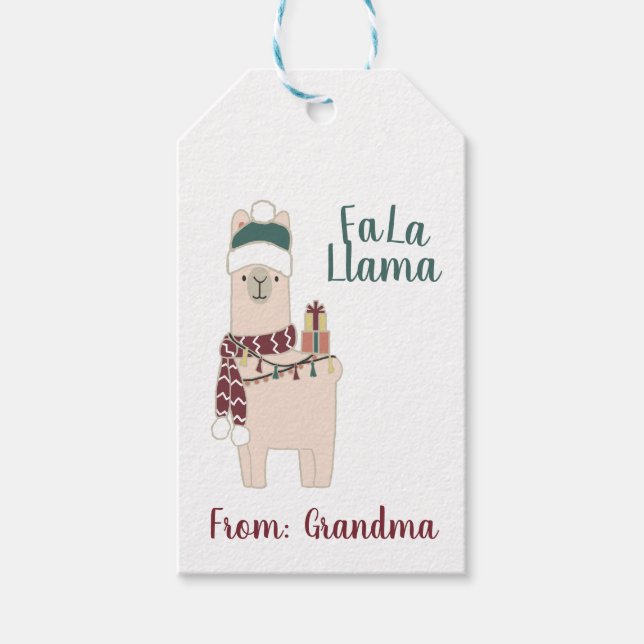 Etiqueta Para Presente Design de feriado Fa La Llama (Frente)