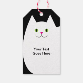 Etiqueta Para Presente Design de Gato Negro e Branco