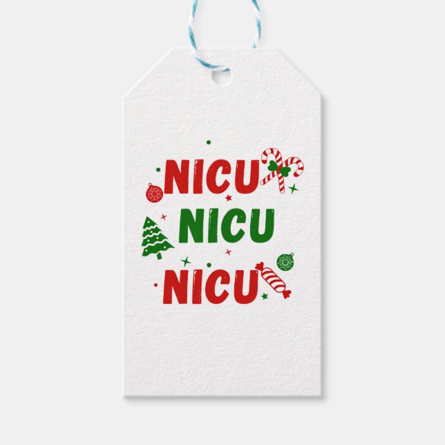 Etiqueta Para Presente Design de Natal Festivo da NICU (Frente)