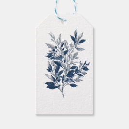 Etiqueta Para Presente Design de natureza botânica azul minimalista